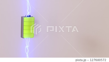 Futuristic View Inside Charging Battery, Text Placeholder. Futuristic View Inside Charging Battery, Text Placeholder. 127680572