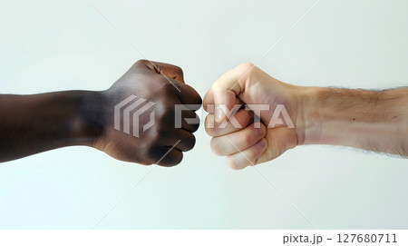 close-up of two hands doing a fist bump in solidarity 127680711