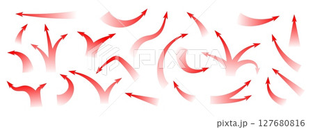 Curved and straight war arrows for combat strategy and dynamic movement representation 127680816