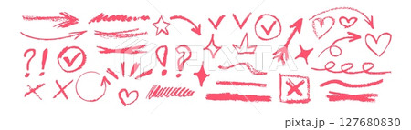 Hand-drawn doodle elements for creative annotation and decorative use in designs Hand-drawn doodle elements for creative annotation and decorative use in designs 127680830