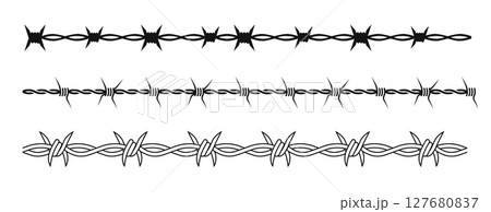 Wire forms with barbed details showing threat and protection through sharp elements 127680837