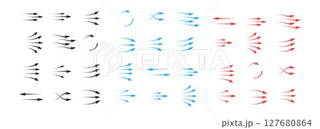 Arrow collection displaying fluid motion and flow in various directions and styles Arrow collection displaying fluid motion and flow in various directions and styles 127680864