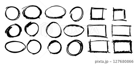 Hand-drawn circles and frames for annotation and creative design projects 127680866