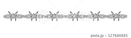Wire design featuring sharp barbed elements with twisted pattern for security concept 127680885