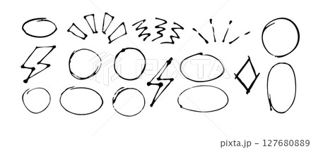 Hand drawn doodle collection with circles lines arrows and fun shapes 127680889