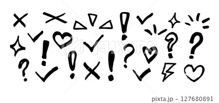 Creative hand drawn doodles with highlights arrows frames and symbols for annotation Creative hand drawn doodles with highlights arrows frames and symbols for annotation 127680891