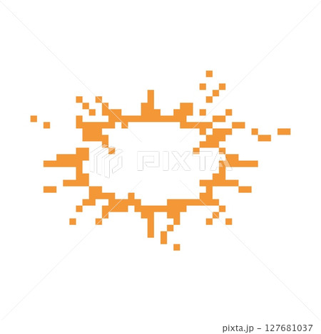 Mosaic pixel art icon of exploding starburst in retro game style with vibrant orange color Mosaic pixel art icon of exploding starburst in retro game style with vibrant orange color 127681037