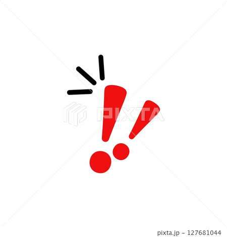 Exclamation mark and motion lines emphasize alert for urgent notification and immediate action 127681044