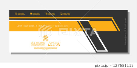 Template for the design of a business idea, corporate banner, flyer, marketing strategy. The composition is yellow and black. 127681115