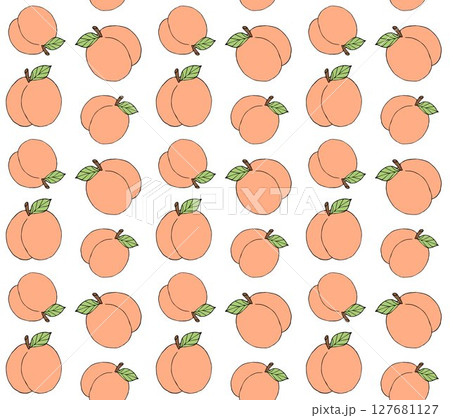Vector seamless pattern of doodle sketch peach 127681127