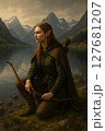 Elf sitting near the lake  127681207