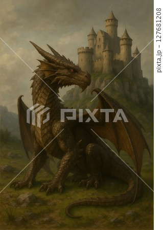 Dragon near the castle 127681208