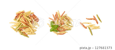 Raw Trofie Pasta, Dry Italian Macaroni, Traditional Genoa Food, Raw Noodle 127681373