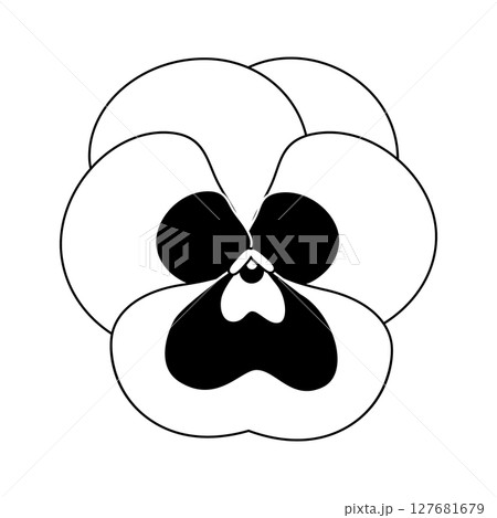 Pansies Line Vector Icon, Tricolor Viola Symbol, Minimal Viola Flower 127681679