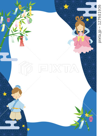 和モダンな七夕フレーム縦 127681936