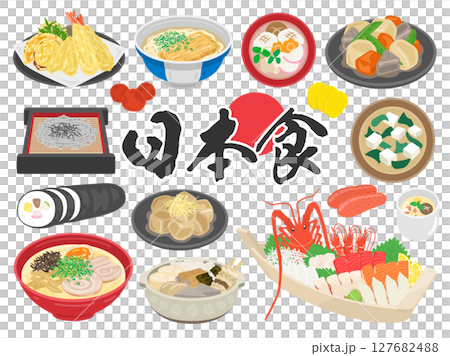 Japanese food illustration set 127682488
