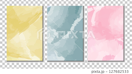 A set of watercolor banners. Watercolor cards in blue, yellow and pink colors. Abstract watercolor background collection.  127682533