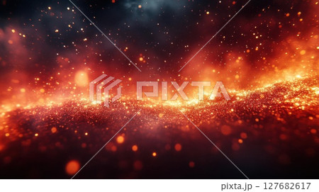 Radiant Glow Sparkles Dance Across a Dark Canvas, Shimmering Dust 127682617
