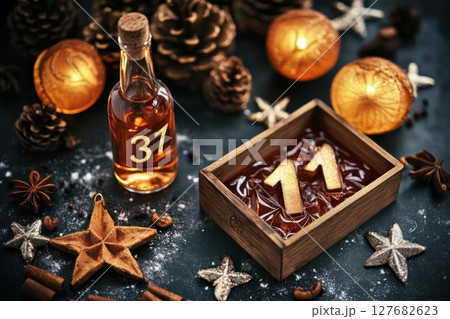 Celebrate december, create a festive new year eve with spices and twinkle 127682623