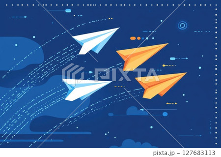 Paper Airplanes Fly in Formation with Flight of Ideas Theme Paper Airplanes Fly in Formation with Flight of Ideas Theme 127683113