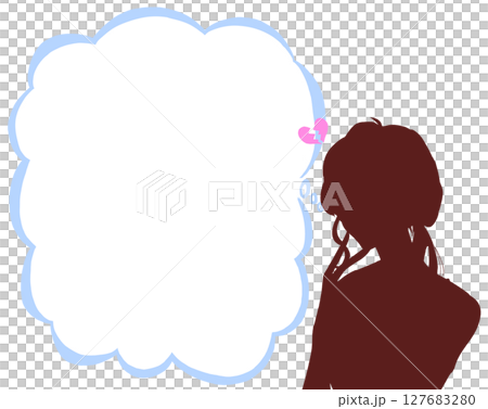 心碎的女人剪影雲形氣泡 127683280
