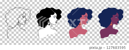 A beautiful African woman portrait. A stylish woman with a fro. A profile of a young African woman. 127683595