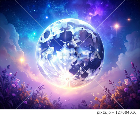 神秘的な世界の惑星と、惑星のイメージ、神秘のイラスト 127684016