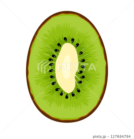 Sliced Kiwi Fruit Vector Illustration. The kiwis green flesh is rich in detail, featuring radiating lines that mimic the natural texture of the fruit. Sliced Kiwi Fruit Vector Illustration. The kiwis green flesh is rich in detail, featuring radiating lines that mimic the natural texture of the fruit. 127684784