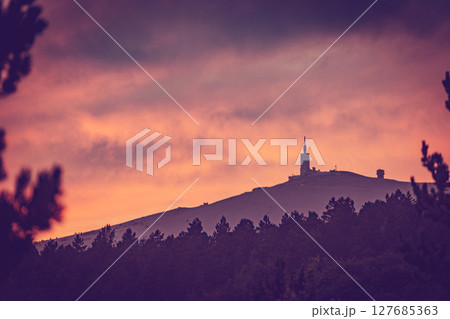 Sunset over Mont Ventoux, mountain in Provence, France. Sunset over Mont Ventoux, mountain in Provence, France. 127685363