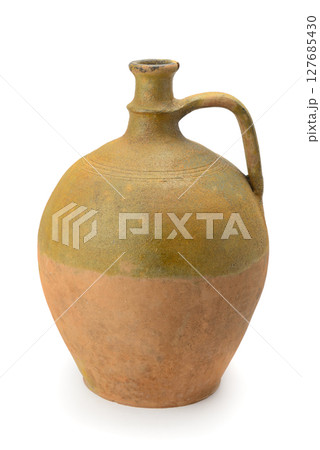 Antique wine amphora isolated on white 127685430