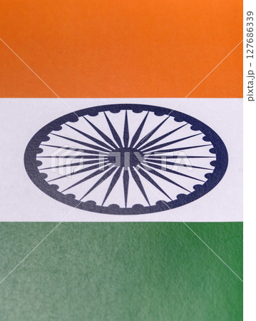 India's national flag as a backdrop for the concept of independence 127686339