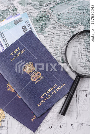 Indian citizen passport, a document for travelling 127686348