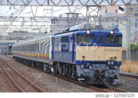 東海道本線　平塚　JR東日本　EF64-1031+E233系8000番台　N16編成（中原）　配給 127687220