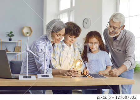 Grandparents And Grandchildren Exploring Solar Panels And Alternative Energy 127687332