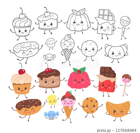Cute dessert characters set 127688064