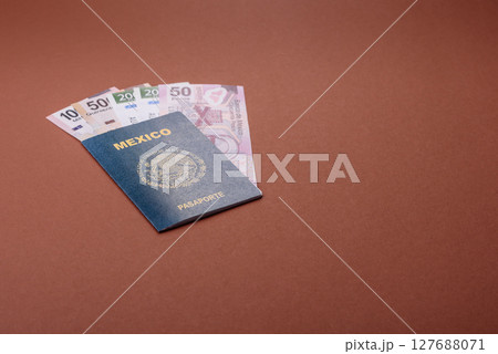 Mexican passport for travelling, flying and doing business. Mexico document Mexican passport for travelling, flying and doing business. Mexico document 127688071