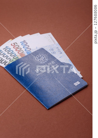 Korean passport for travelling, flying and doing business. South korea document 127688086