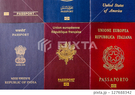 Passports of citizens of different countries of the world 127688342
