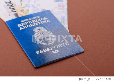 Argentine passport for travelling, flying and doing business. Argentina document 127688386
