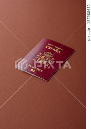 Spain passport for travelling, flying and doing business. Spanish document 127688430