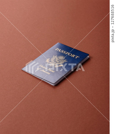 US passport for travelling, flying and doing business. USA document US passport for travelling, flying and doing business. USA document 127688516