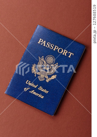 US passport for travelling, flying and doing business. USA document US passport for travelling, flying and doing business. USA document 127688519