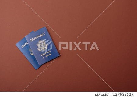 US passport for travelling, flying and doing business. USA document US passport for travelling, flying and doing business. USA document 127688527