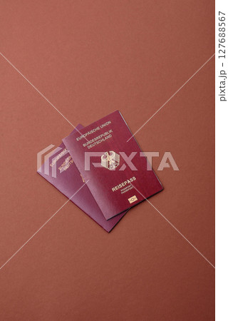 German passport, German document for travelling, border crossing 127688567