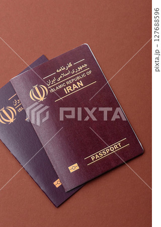 Iranian passport for travelling, flying and doing business. Iran document 127688596