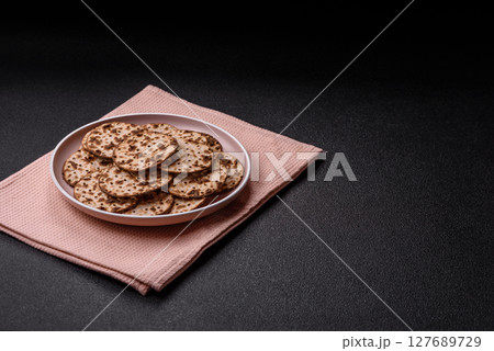 Matzah wheat bread for the Jewish holiday of passover. Kosher matzo bread Matzah wheat bread for the Jewish holiday of passover. Kosher matzo bread 127689729