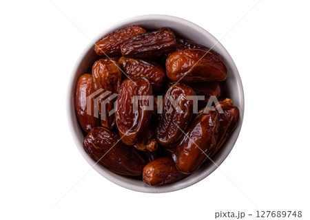Dried tropical date fruit as an ingredient for fresh organic diet food 127689748