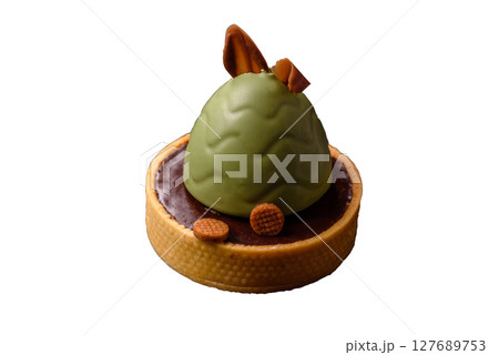 Easter sweet cake or tart in the shape of an egg Easter sweet cake or tart in the shape of an egg 127689753