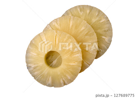 Tropical fruit pineapple in rings or slices tinned sweet Tropical fruit pineapple in rings or slices tinned sweet 127689775