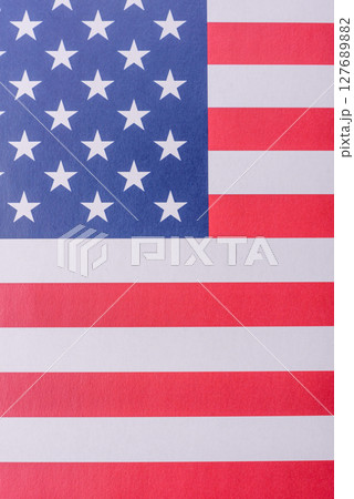 The national flag of the United States of America in white blue and red 127689882